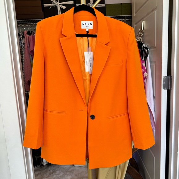 NWT NA-KD ORANGE OVERSIZED BLAZER - Picture 4 of 9